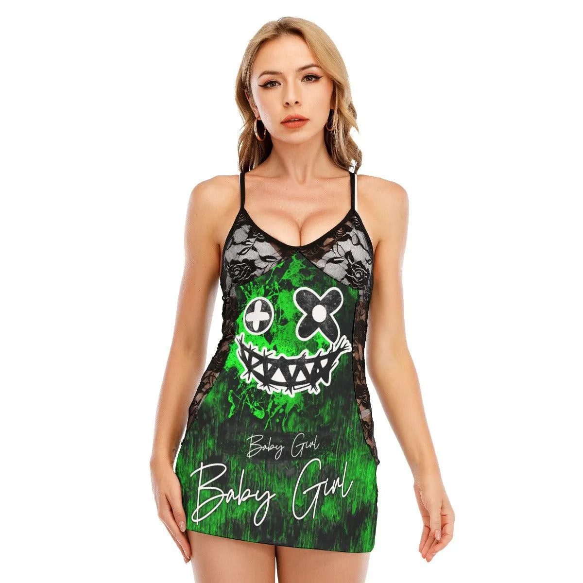 Horror Green Nightmare Black Lace Sleepwears Babydol Dresses