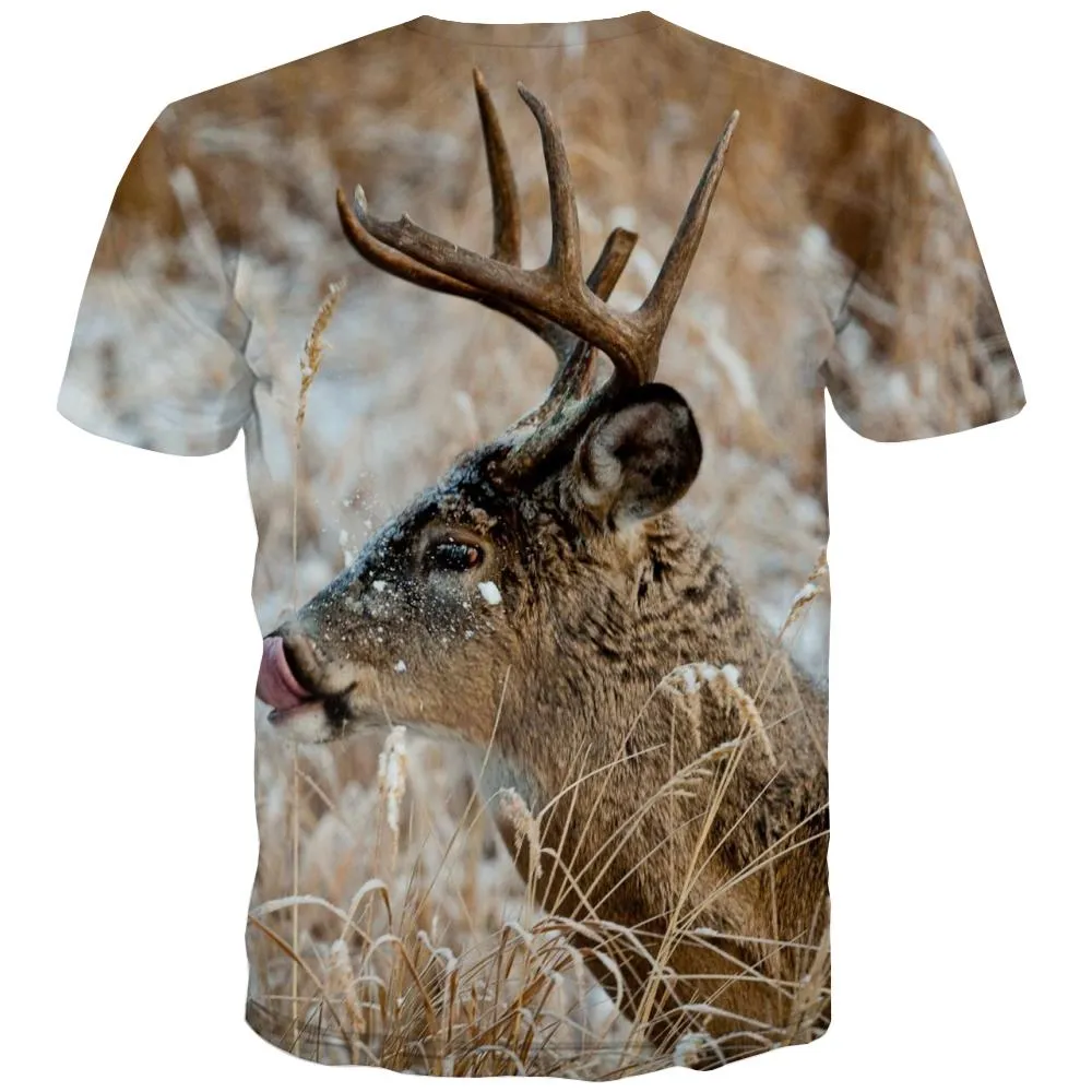 Hunting T shirts Men Jungle Tshirts Casual Deer T-shirts Graphic Shooter T-shirts 3d Camouflage Tshirts Novelty