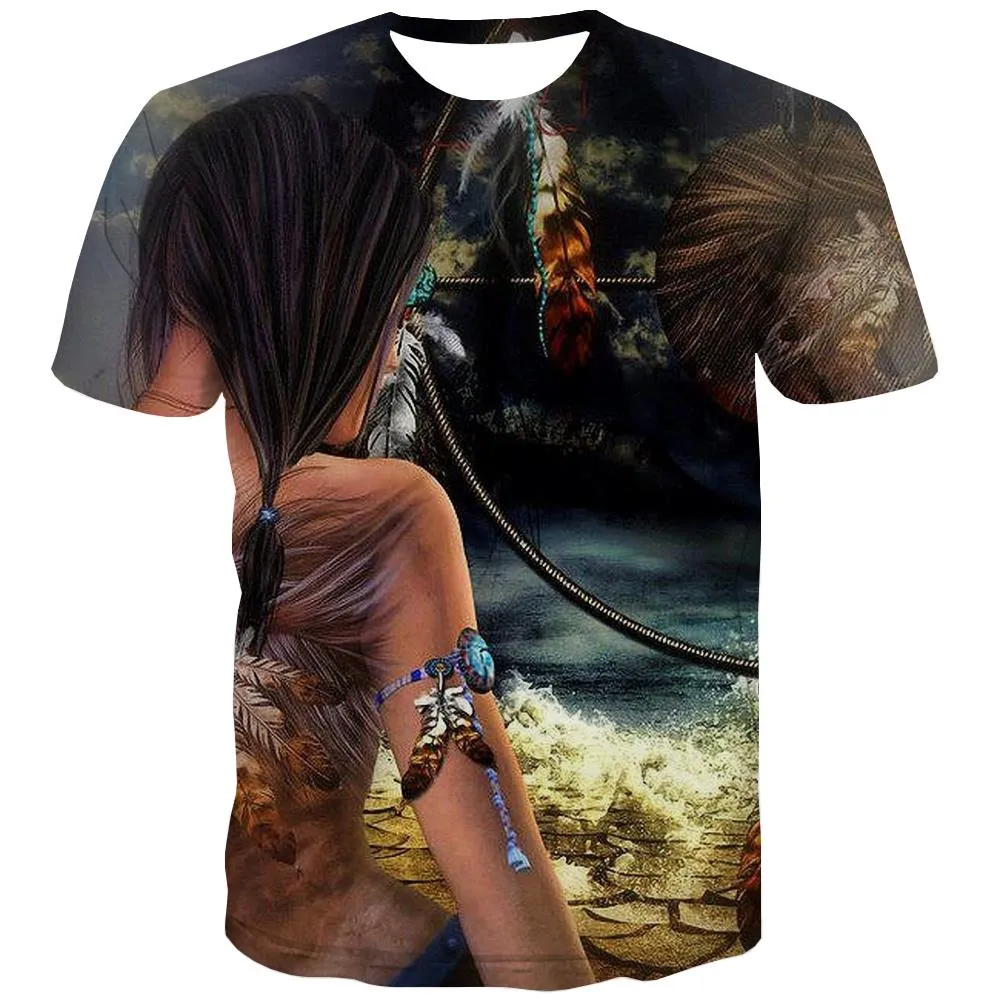 Indians T shirts Men Grassland T-shirts 3d Sunset Shirt Print War Tshirt Printed