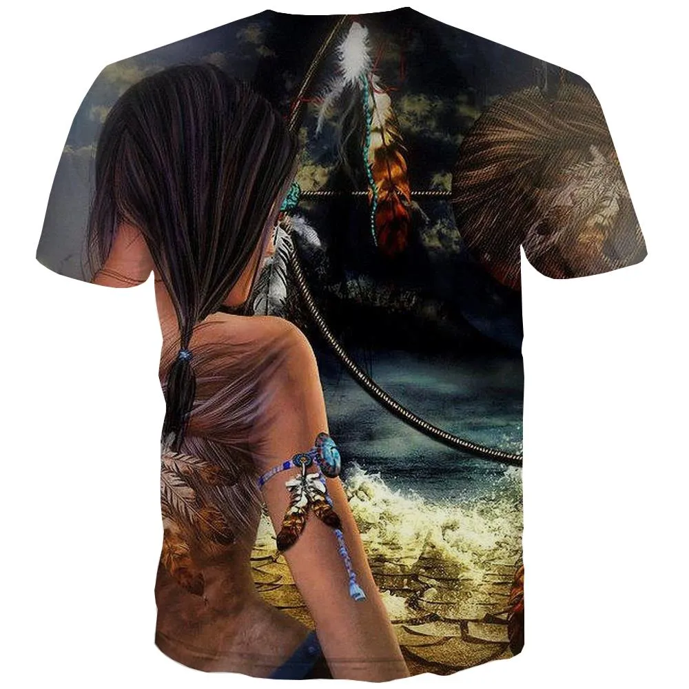 Indians T shirts Men Grassland T-shirts 3d Sunset Shirt Print War Tshirt Printed