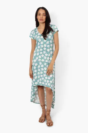 International INC Company Patterned High Low Maxi Dress - Teal