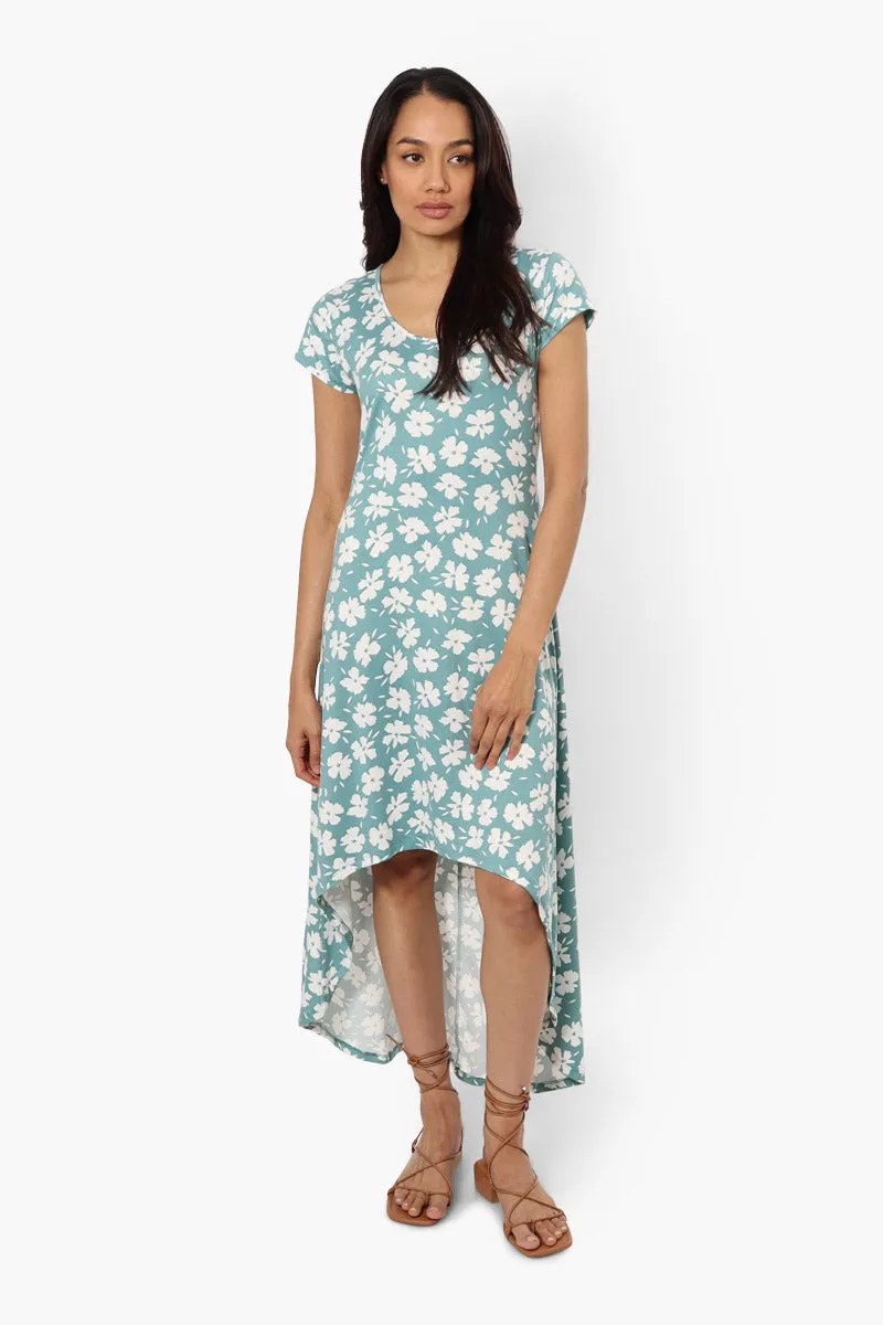 International INC Company Patterned High Low Maxi Dress - Teal