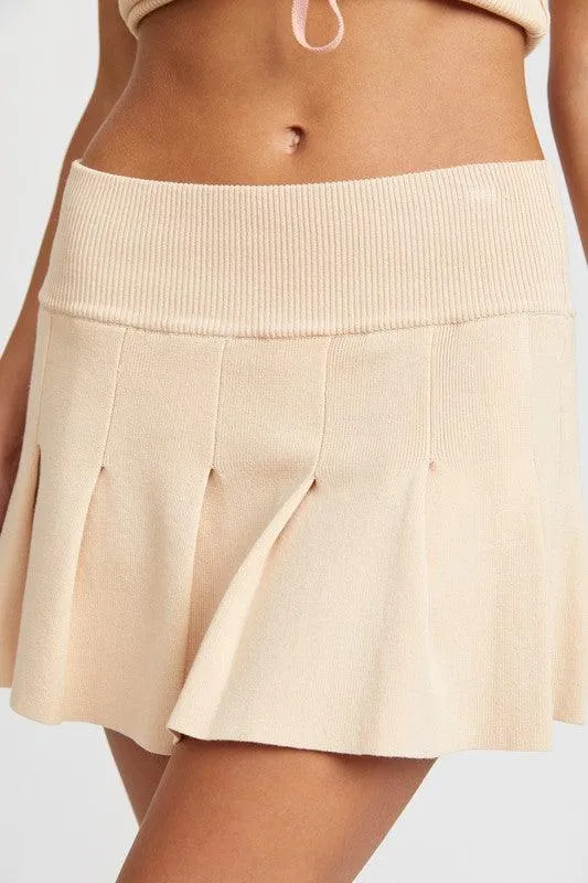 Low Waist Pleated Mini Skirt