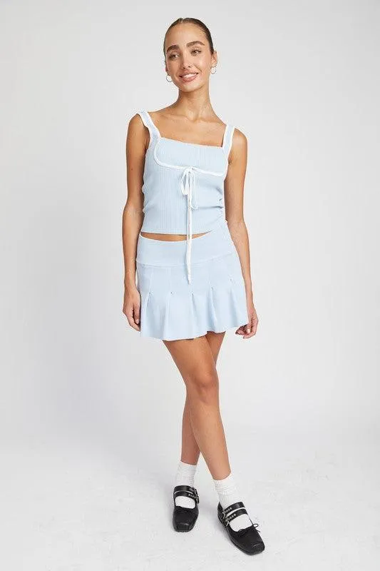 Low Waist Pleated Mini Skirt