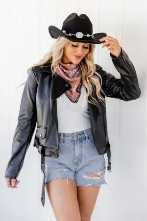 Meet Me There Black Faux Leather Moto Jacket FINAL SALE