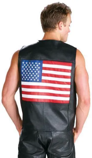 Men's 202-Flag US American Flag Leather Vest by USA Leather