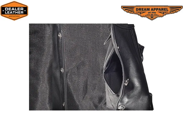 Mens Leather Motorcycle Vest With Buffalo Nickel Snaps