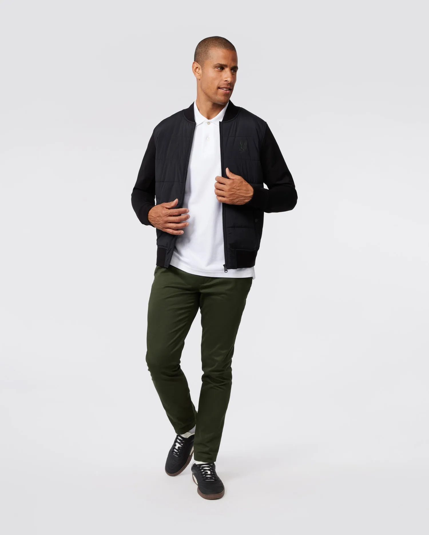 MENS MARKS QUILTED FRONT WITH KNIT SLEEVE BOMBER JACKET - B6J384Z1OW