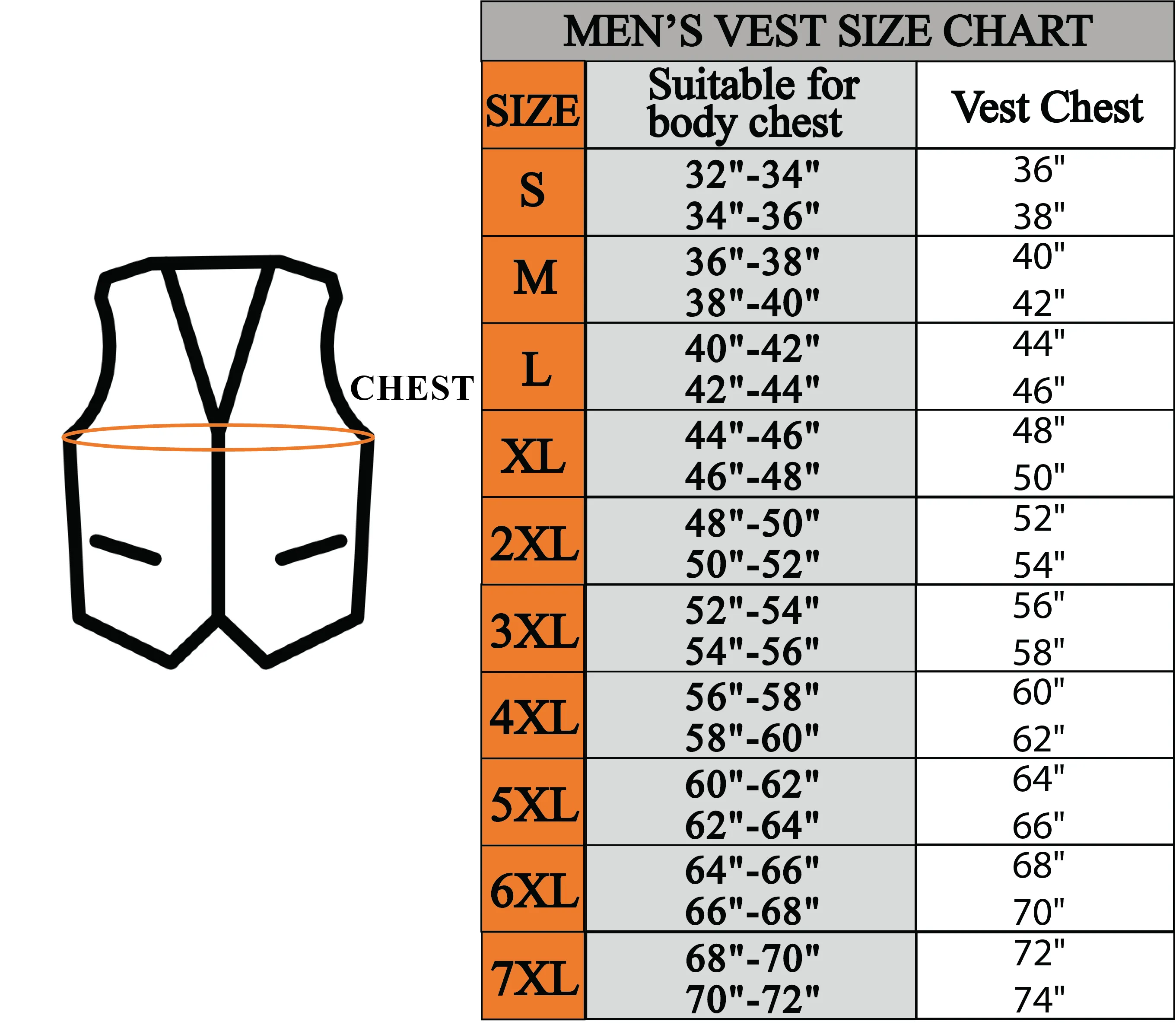 Mens Orange & Black Vest