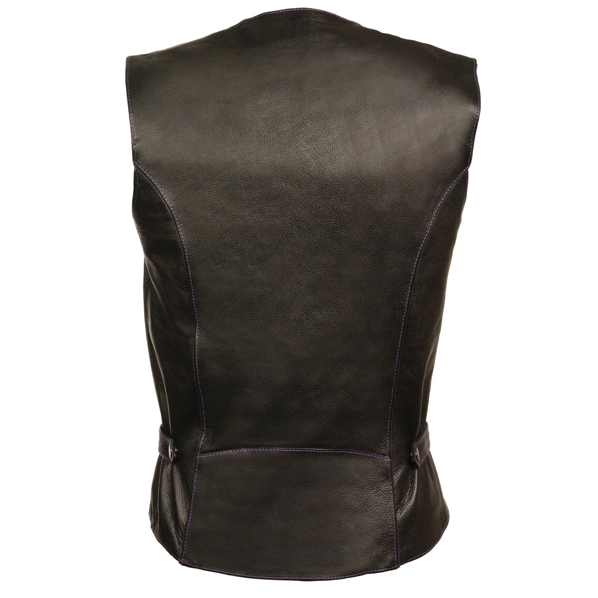 Milwaukee Leather ML1296 Women’s Black  and Purple Vest with Reflective Tribal Design & Piping