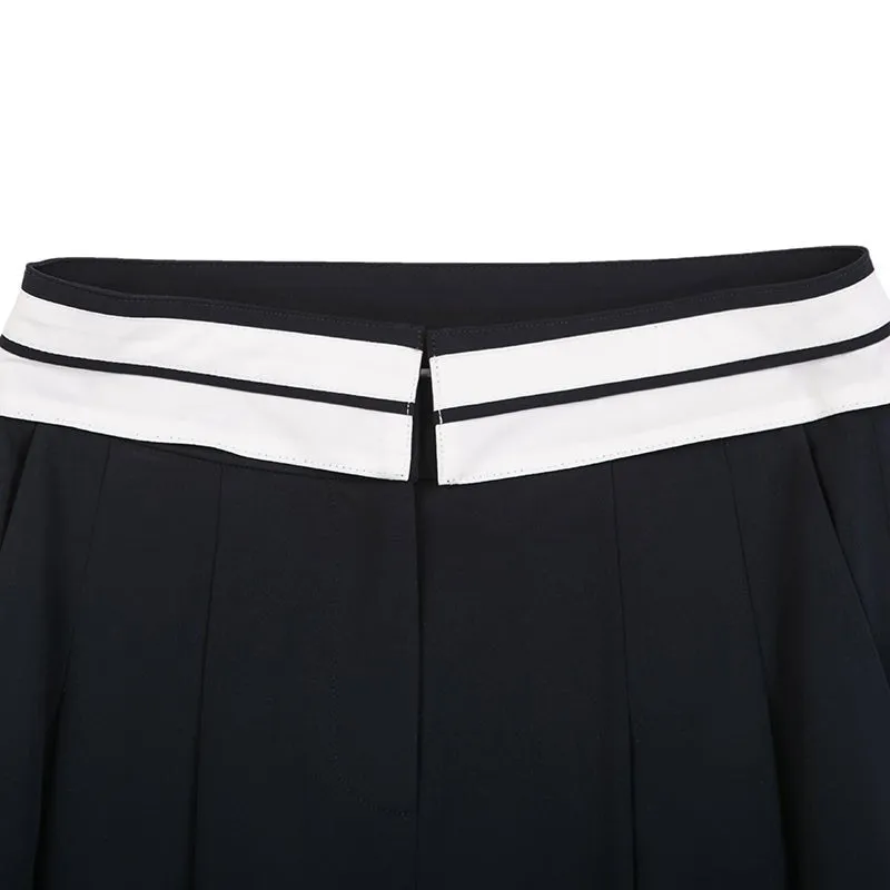 Navy Blue Umbrella Shape Midi Skirts