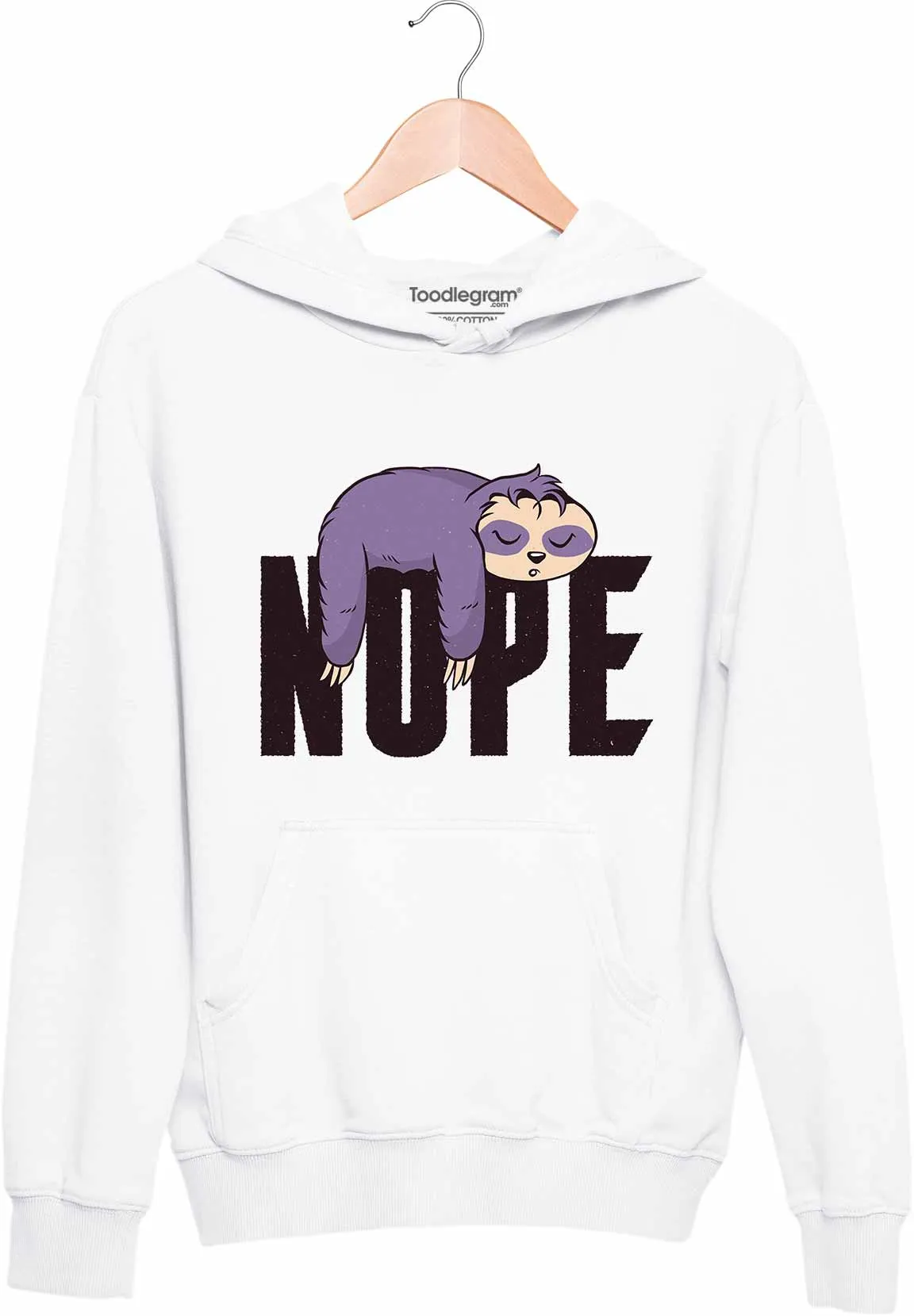 Nope Sloth Unisex Hoodies White