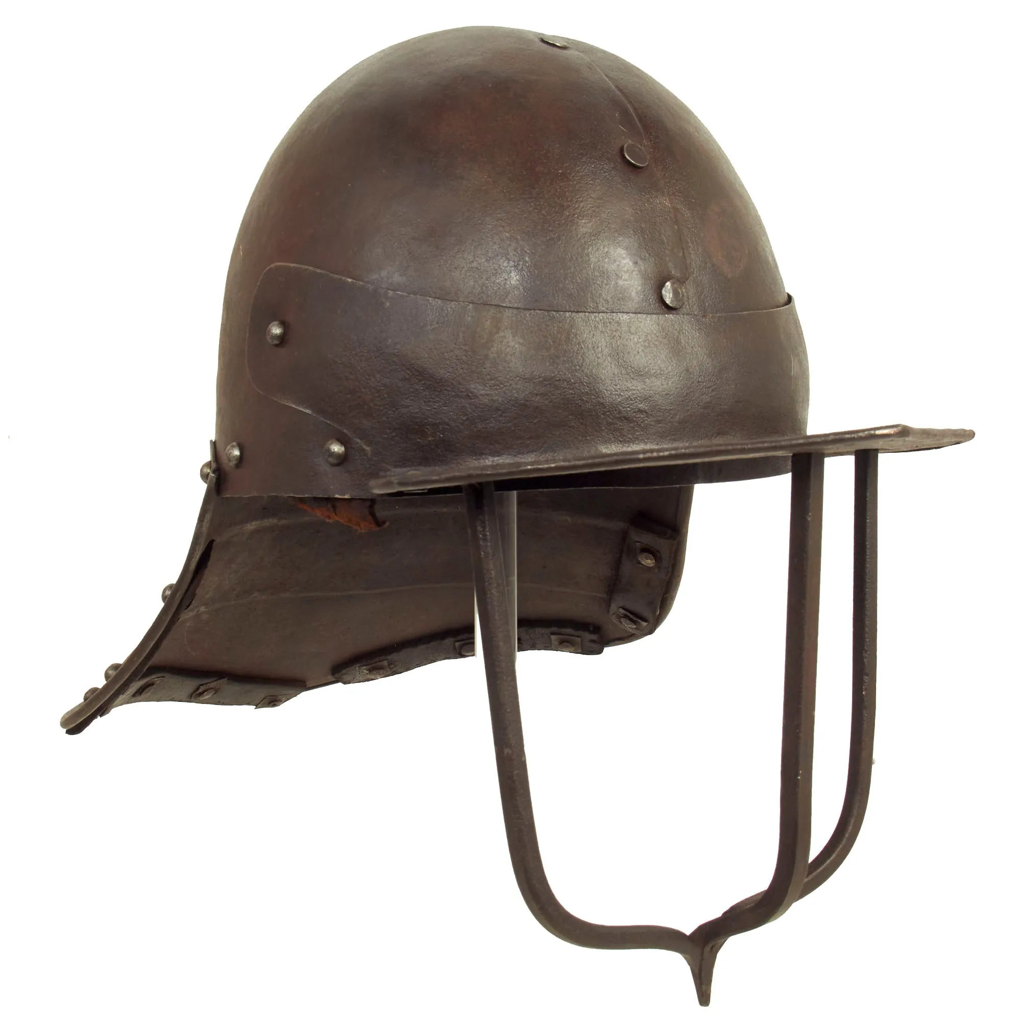 Original British Victorian Era Museum Quality 17th Century English Civil War Harquebusier Helmet Lot - 2 Helmets