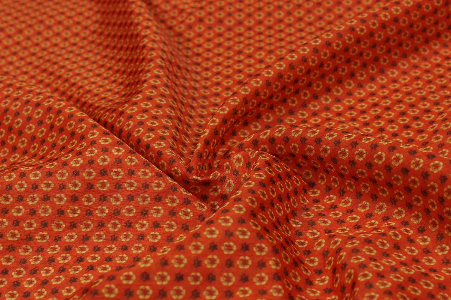 Red Floral Cotton Polyester Fabric