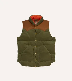 Rocky Mountain Featherbed for Drake's Olive Corduroy Christy Down Vest