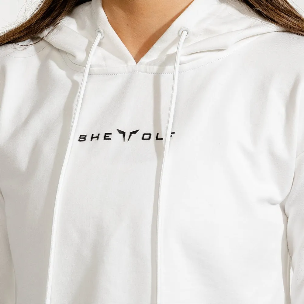 She-Wolf Crop Hoodie - White