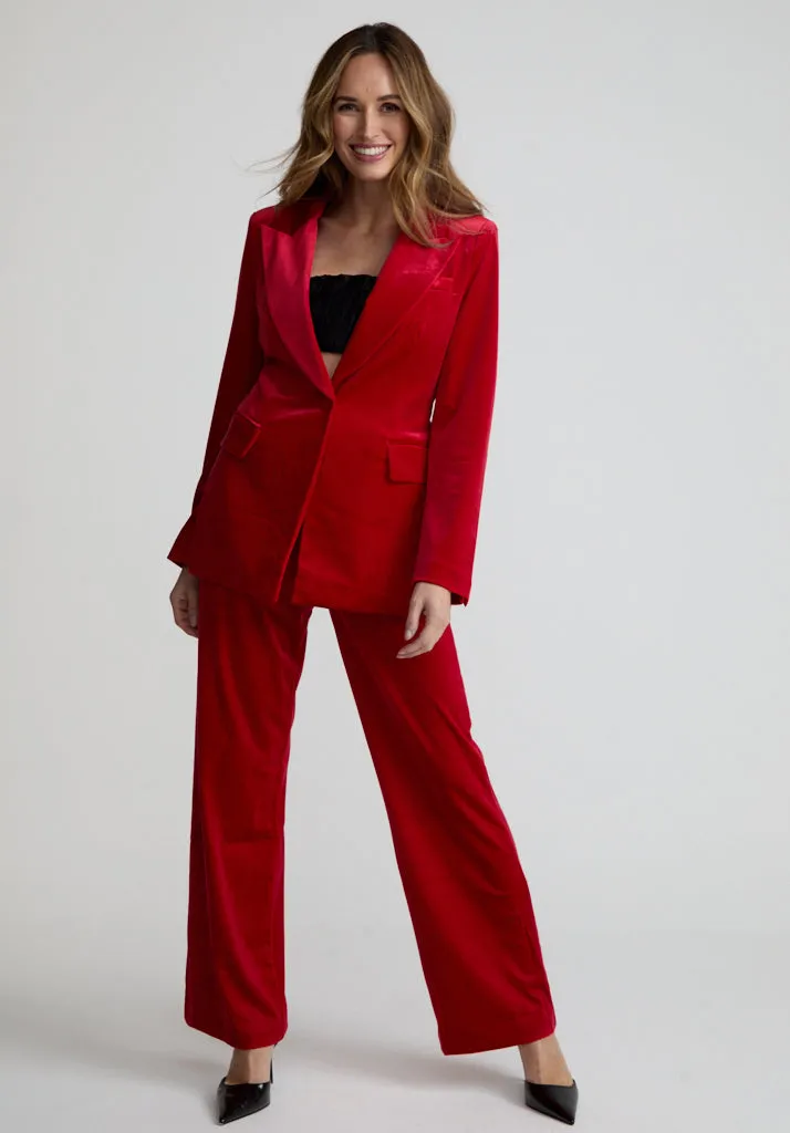 Sienna Tailored Velvet Blazer In Red