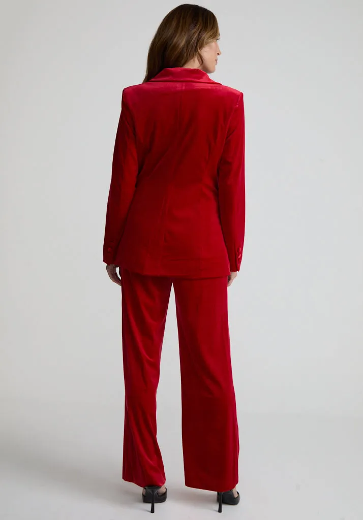 Sienna Tailored Velvet Blazer In Red