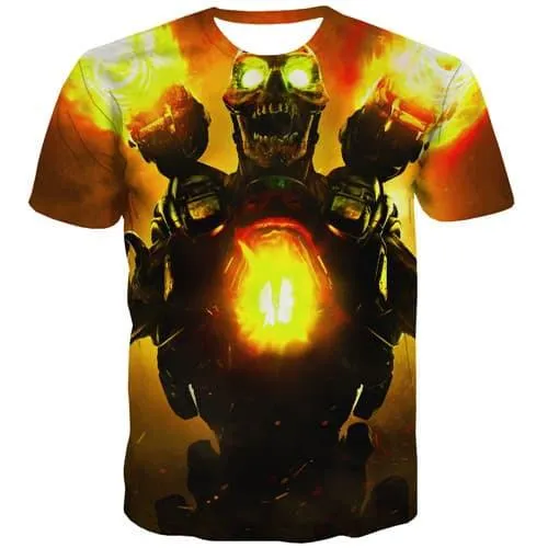 Skull T shirts Men Flame T shirts Funny Terror T-shirts Graphic Military T-shirts 3d War Tshirts Casual Short Sleeve summer Men