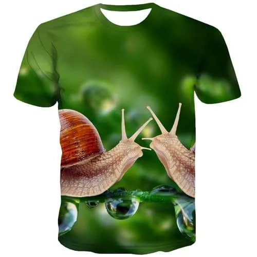 Snails T shirts Men Lovely Tshirt Printed Animal T-shirts 3d Funny Tshirts Novelty Green T shirts Funny Short Sleeve summer Mens