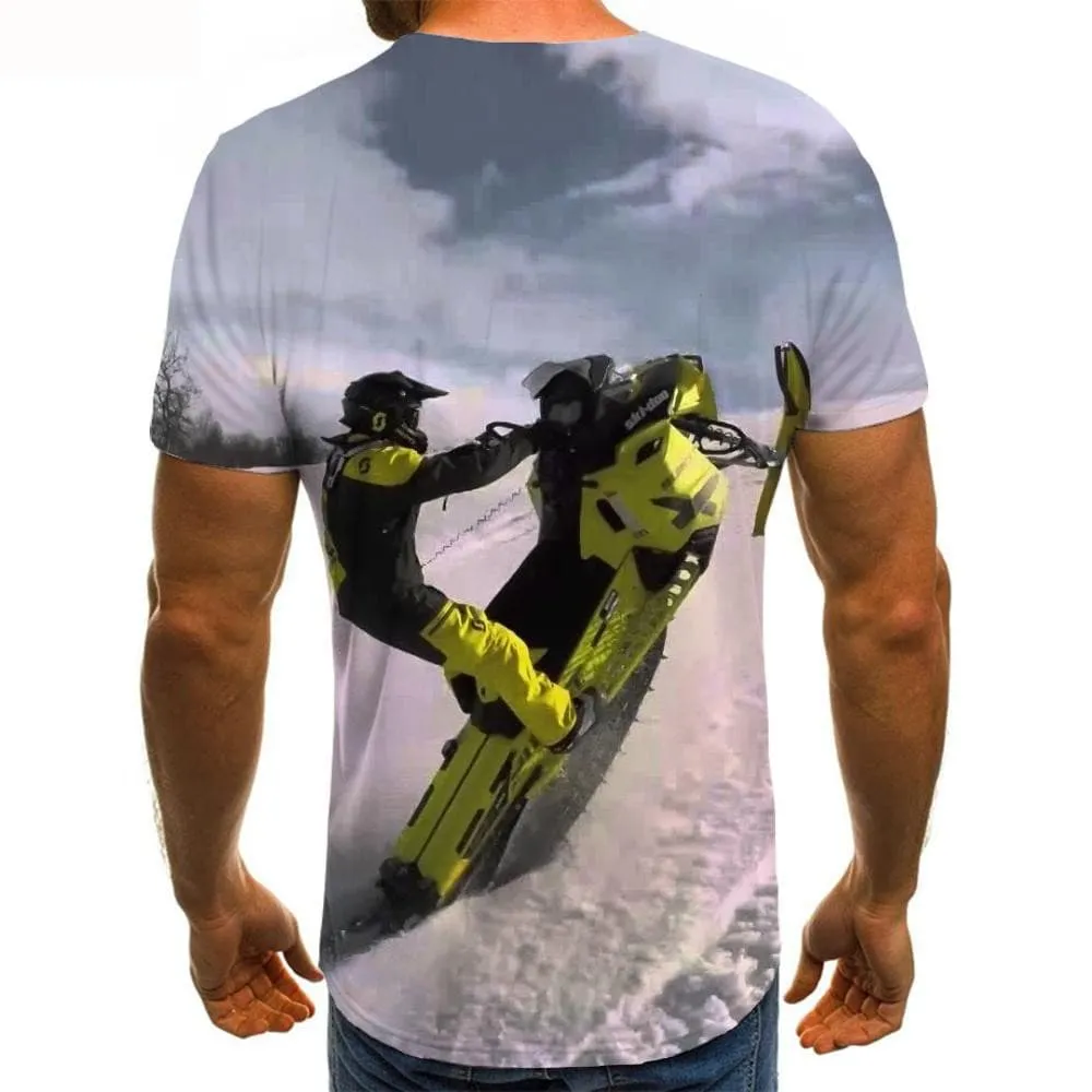 Snow T shirt Men Motorcycle Funny T shirts Funny T-shirts 3d White Shirt Print