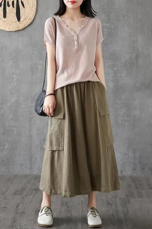 Summer's new casual a-line skirt by handmade 190165