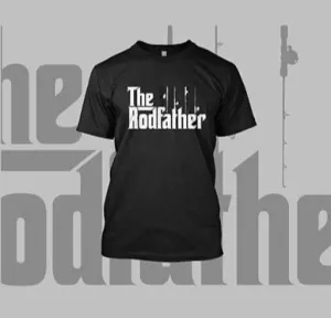 The Rodfather" Fishing Enthusiast T-Shirt - High-Quality, Durable Print.