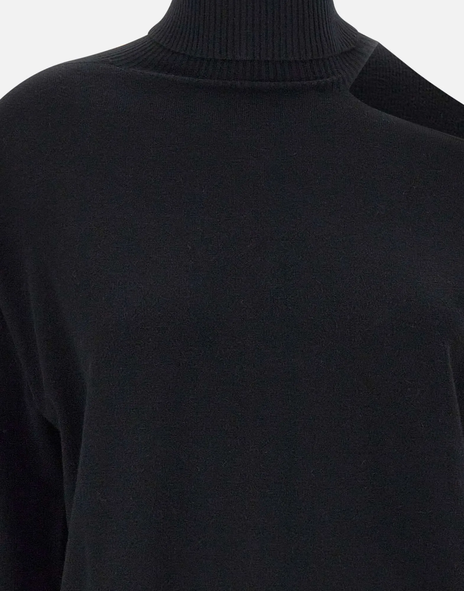 Viscose-Angora Black Sweater with Cut-Outs