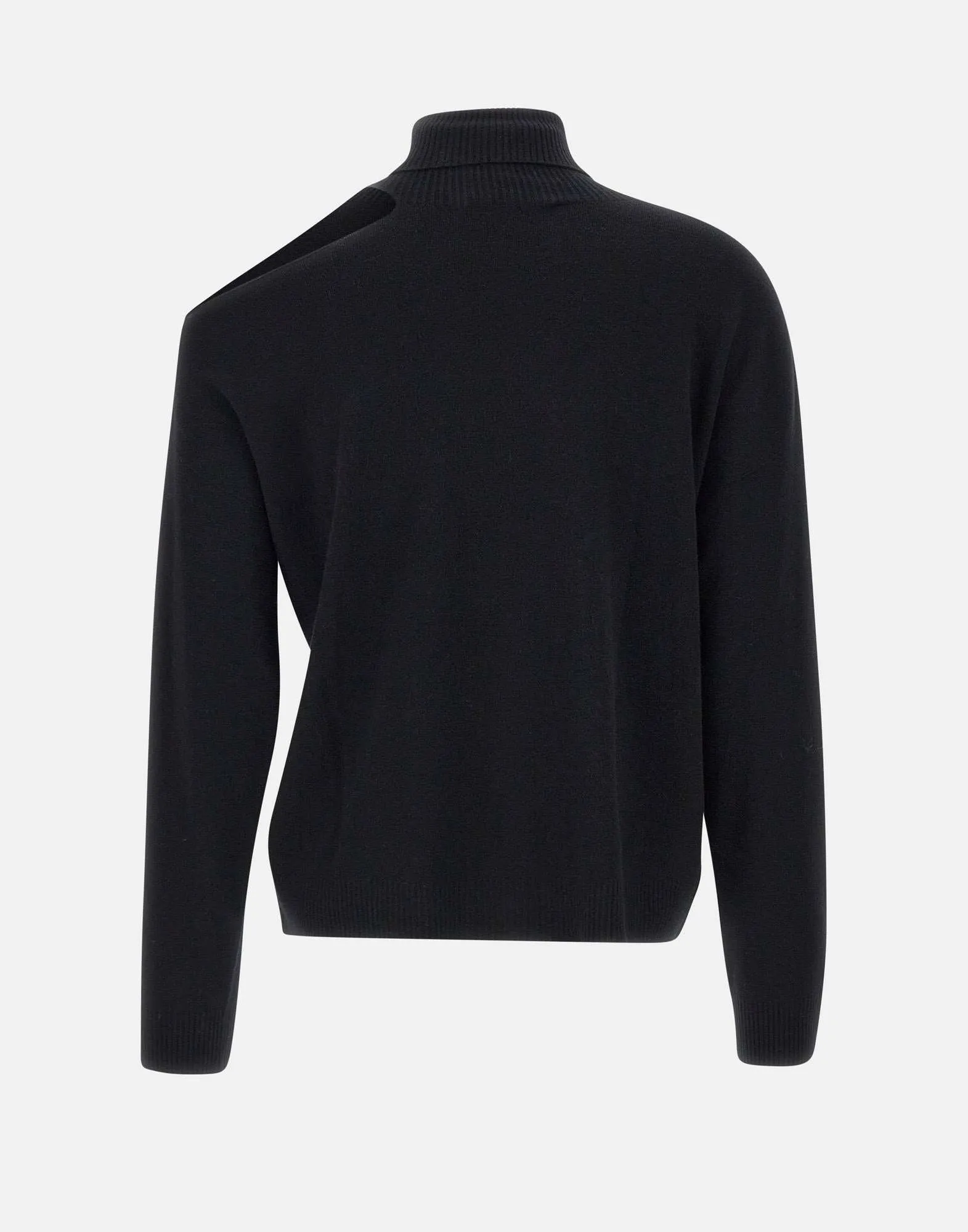 Viscose-Angora Black Sweater with Cut-Outs