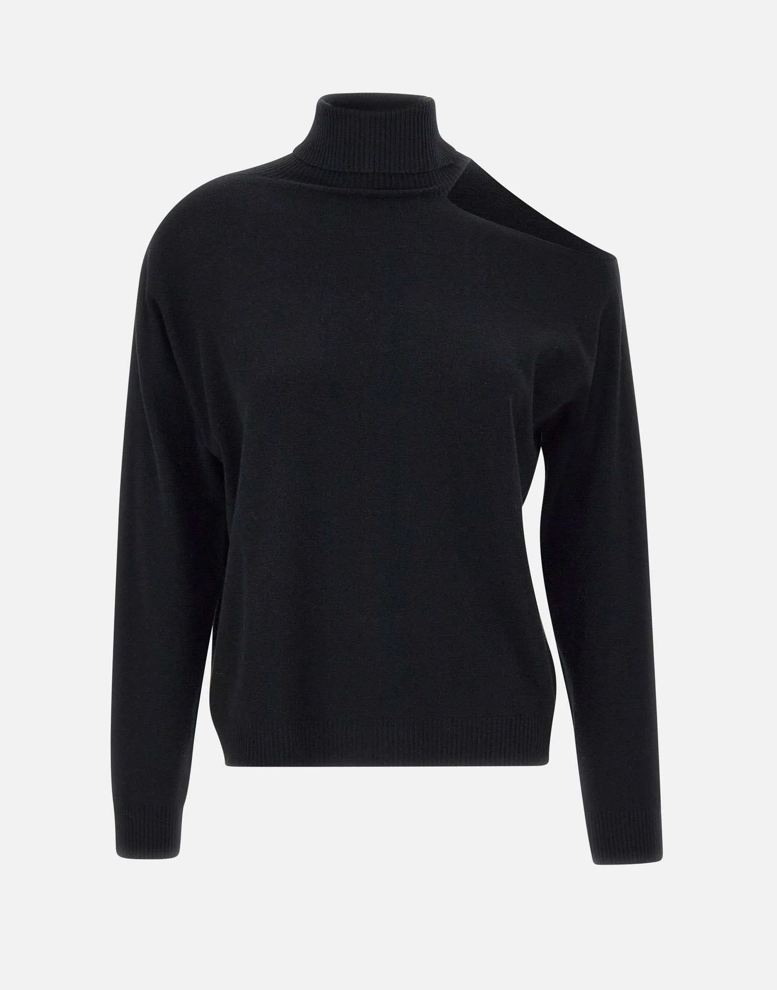 Viscose-Angora Black Sweater with Cut-Outs