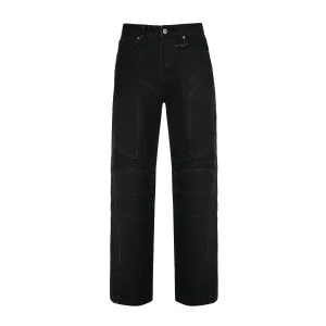 WASHED BIKER PANT - BLACK