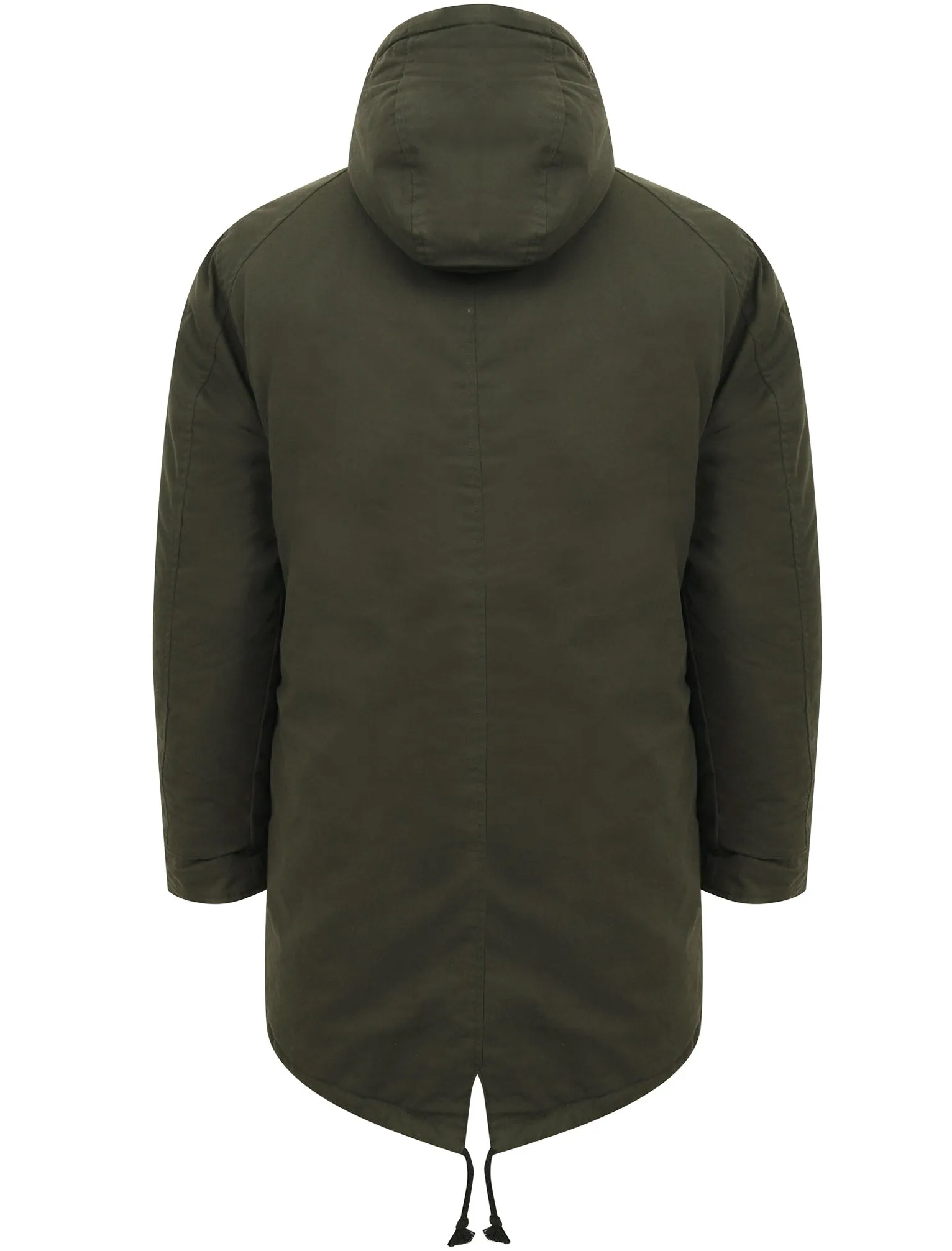 Welker Borg Lined Hooded Parka Coat with Fishtail Hem in Rosin Green - Tokyo Laundry