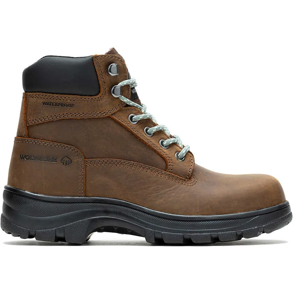 Wolverine Women's Carlsbad 6" Soft Toe WP Work Boot- Brown- W240003