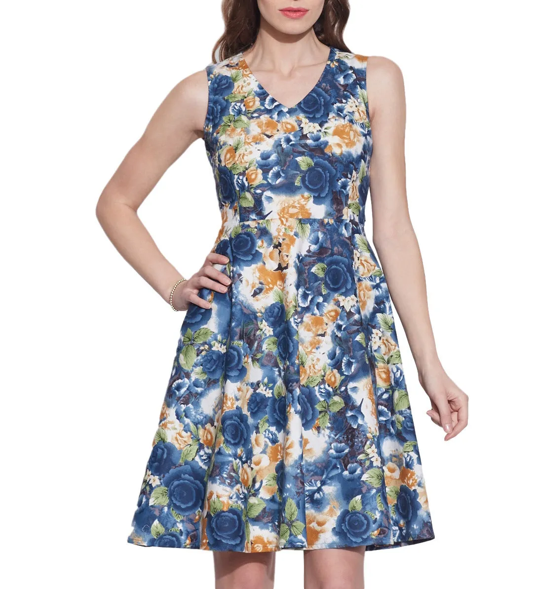 Women's Apparel Cotton Printed Dress,Machine Washable,W-CPD42-1620, Size-42 Inch