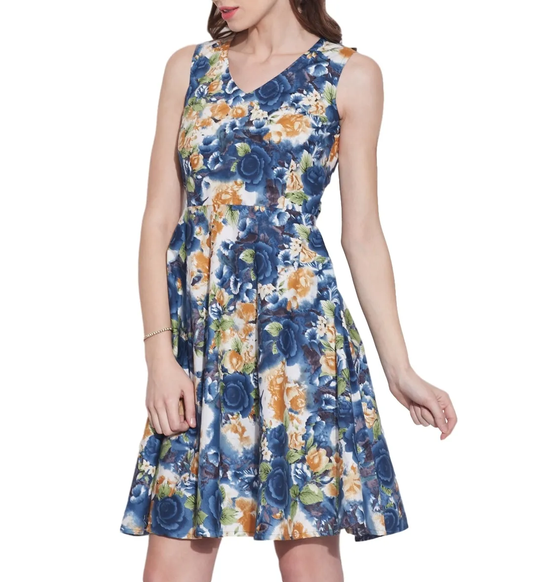 Women's Apparel Cotton Printed Dress,Machine Washable,W-CPD42-1620, Size-42 Inch