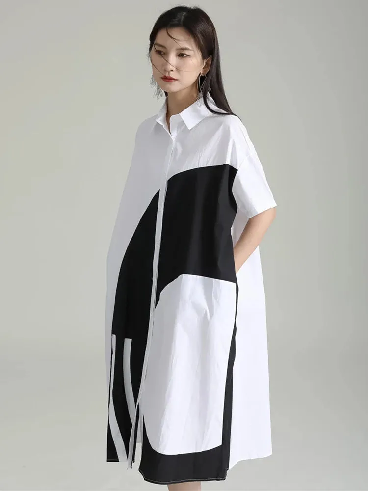 Women's Comfortable Chic White Oversized Blouse Dress