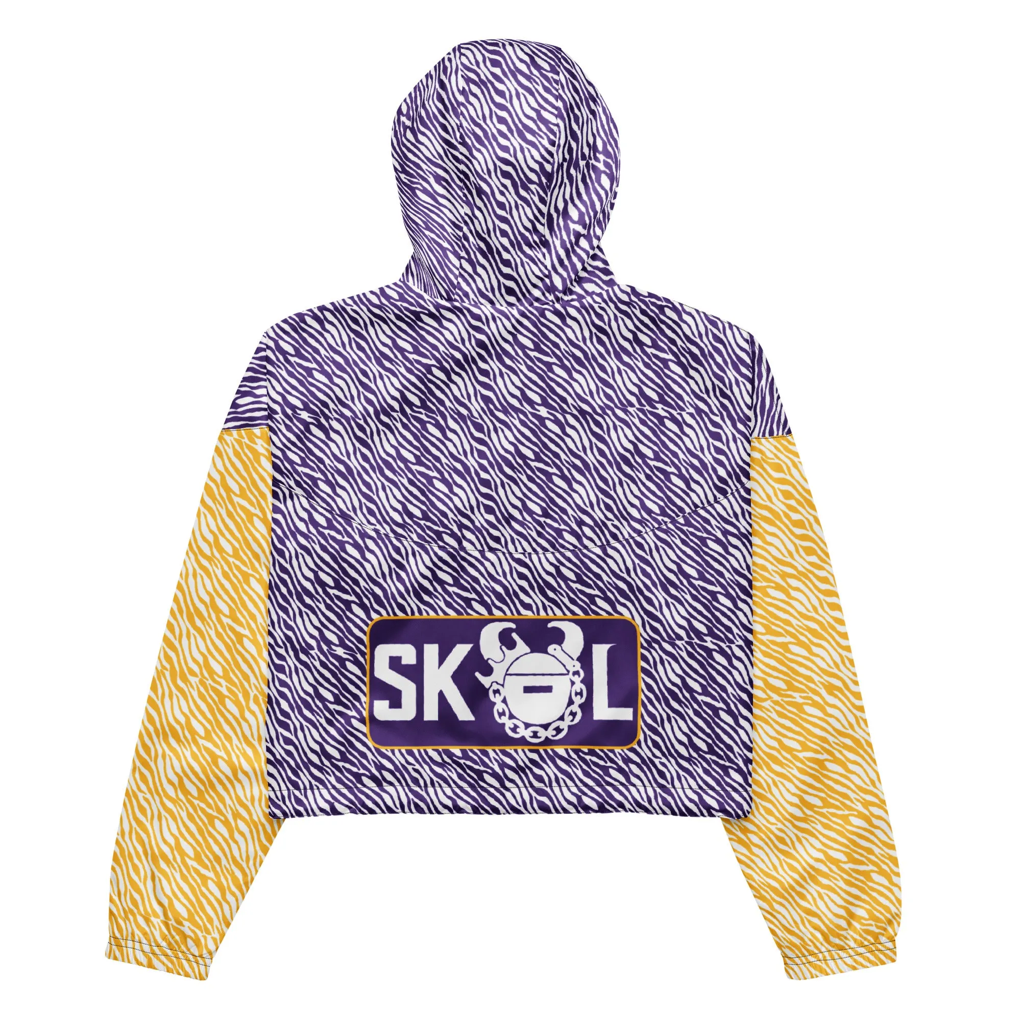 Women’s Cropped Windbreaker - Purple & Gold Zebra Print - The Original