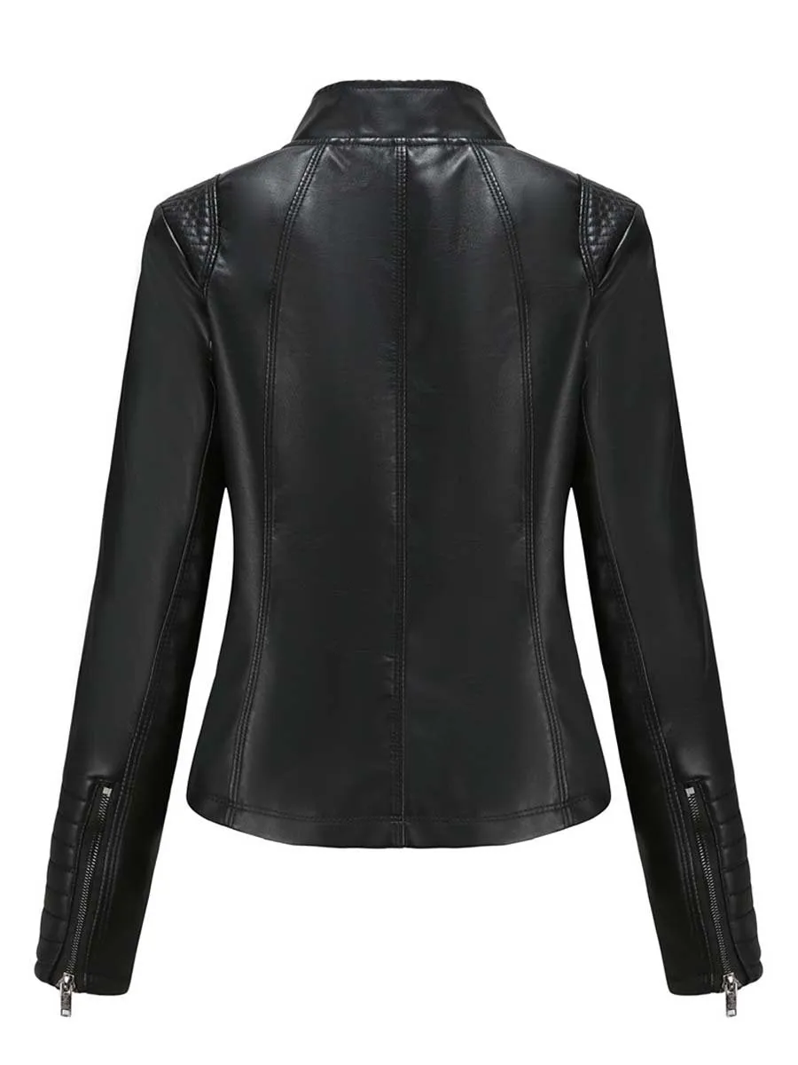 Women's Vintage Zip-Up Biker Jacket