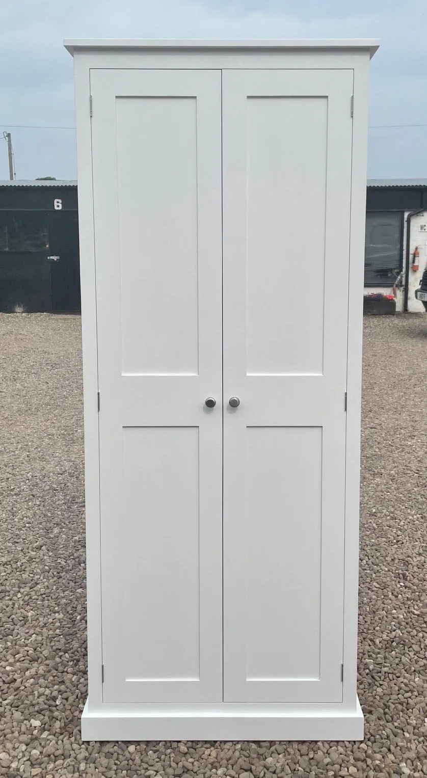 z**IN STOCK** One Only - READY FOR COLLECTION - 2 door Hallway, Utility, Cloak Room Storage Cupboard with Hooks and Shelves (35 cm deep)