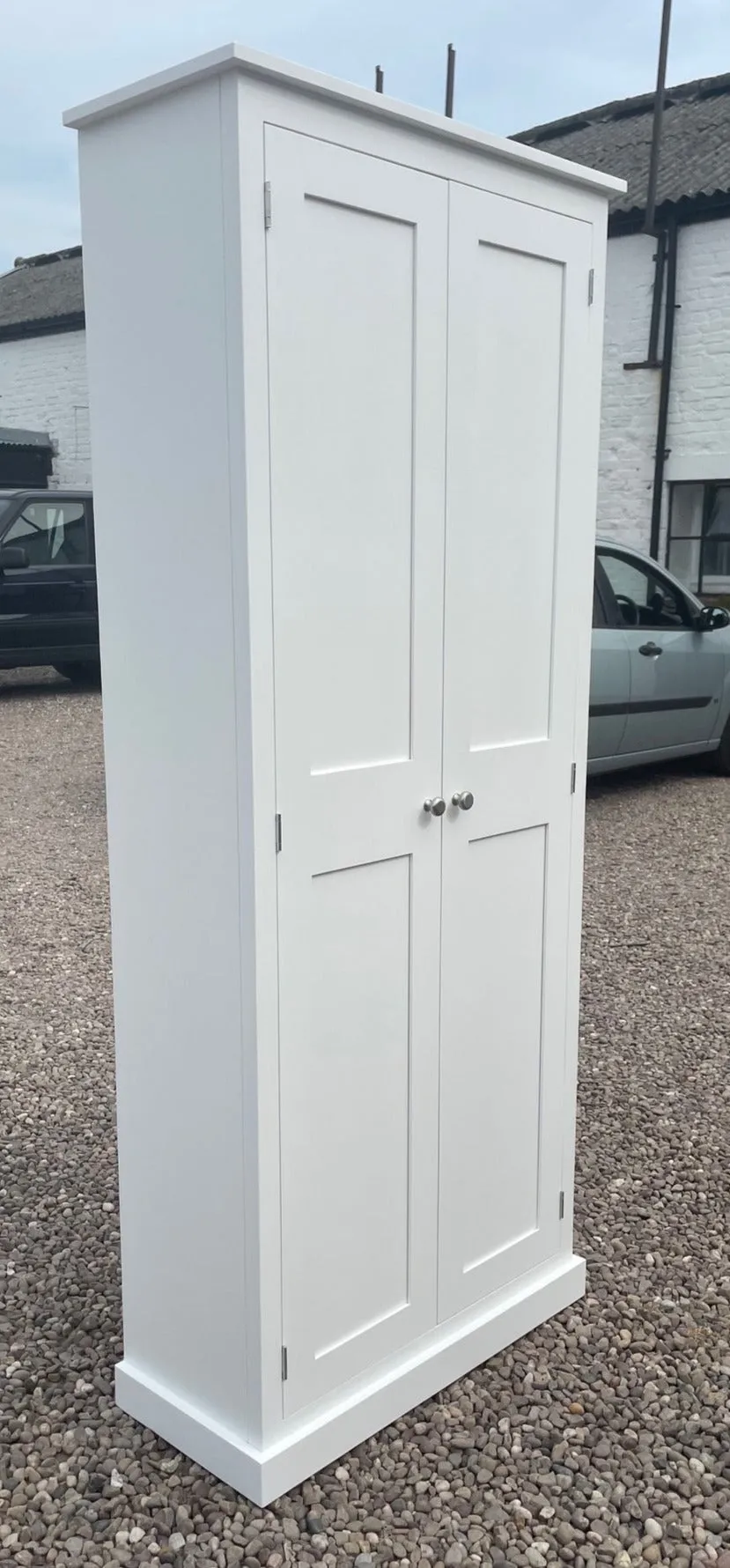 z**IN STOCK** One Only - READY FOR COLLECTION - 2 door Hallway, Utility, Cloak Room Storage Cupboard with Hooks and Shelves (35 cm deep)