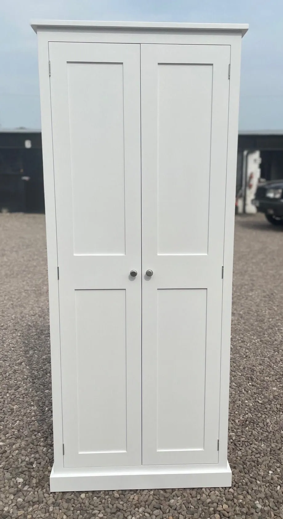 z**IN STOCK** One Only - READY FOR COLLECTION - 2 door Hallway, Utility, Cloak Room Storage Cupboard with Hooks and Shelves (35 cm deep)